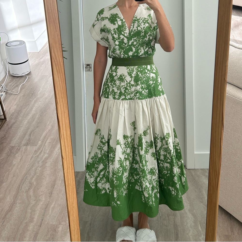 Silvia Tcherassi MIDI Dress Green and White- New